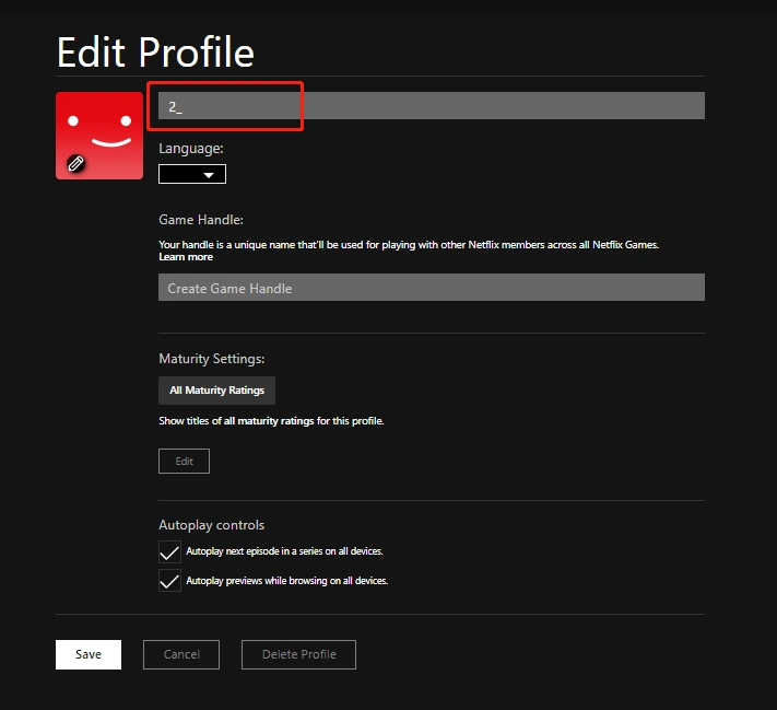 edit and save profile name