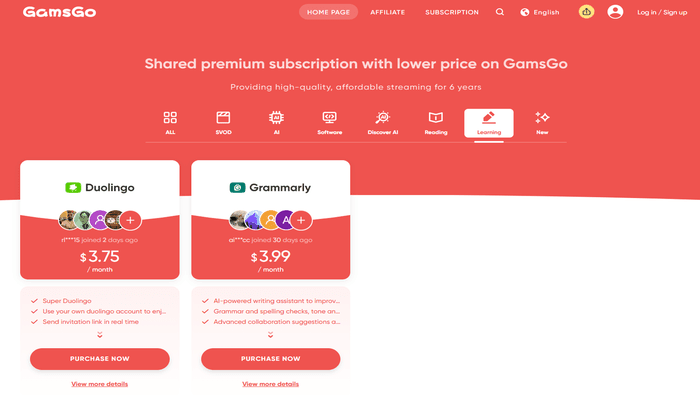 super duolingo subscription at gamsgo