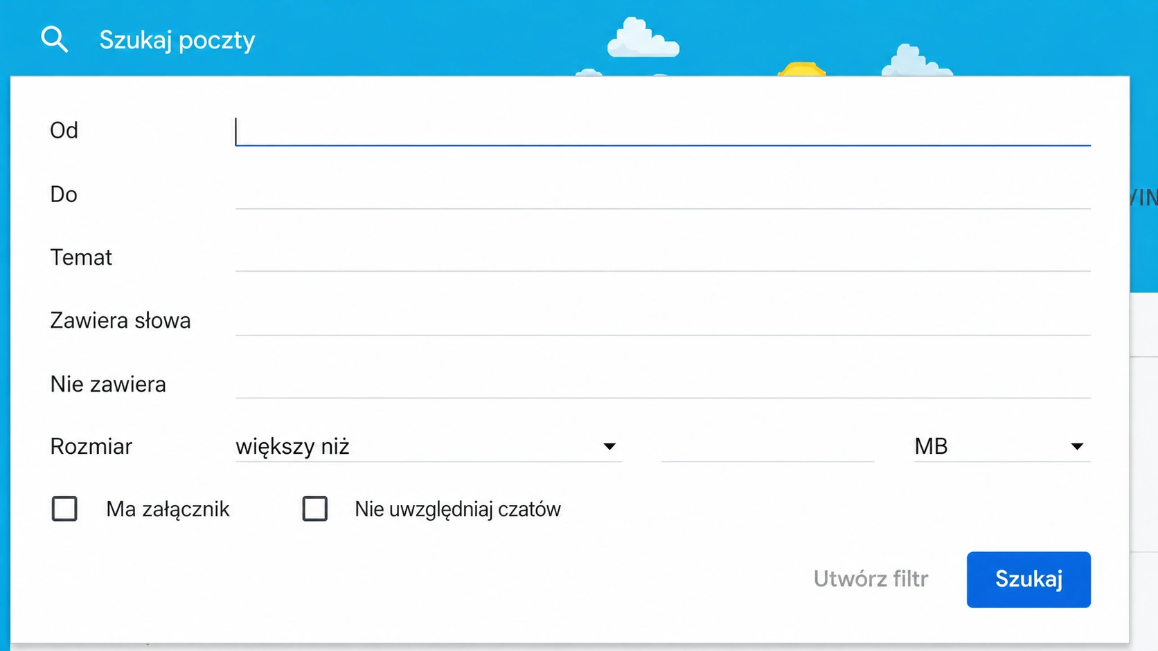 dodaj wiadomości Gmail do białej listy