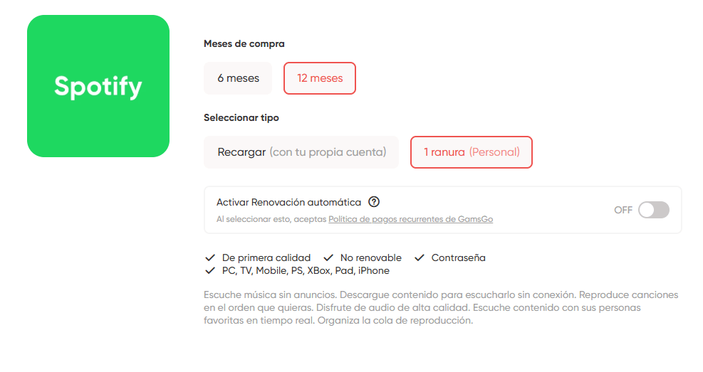 comprar spotify premium
