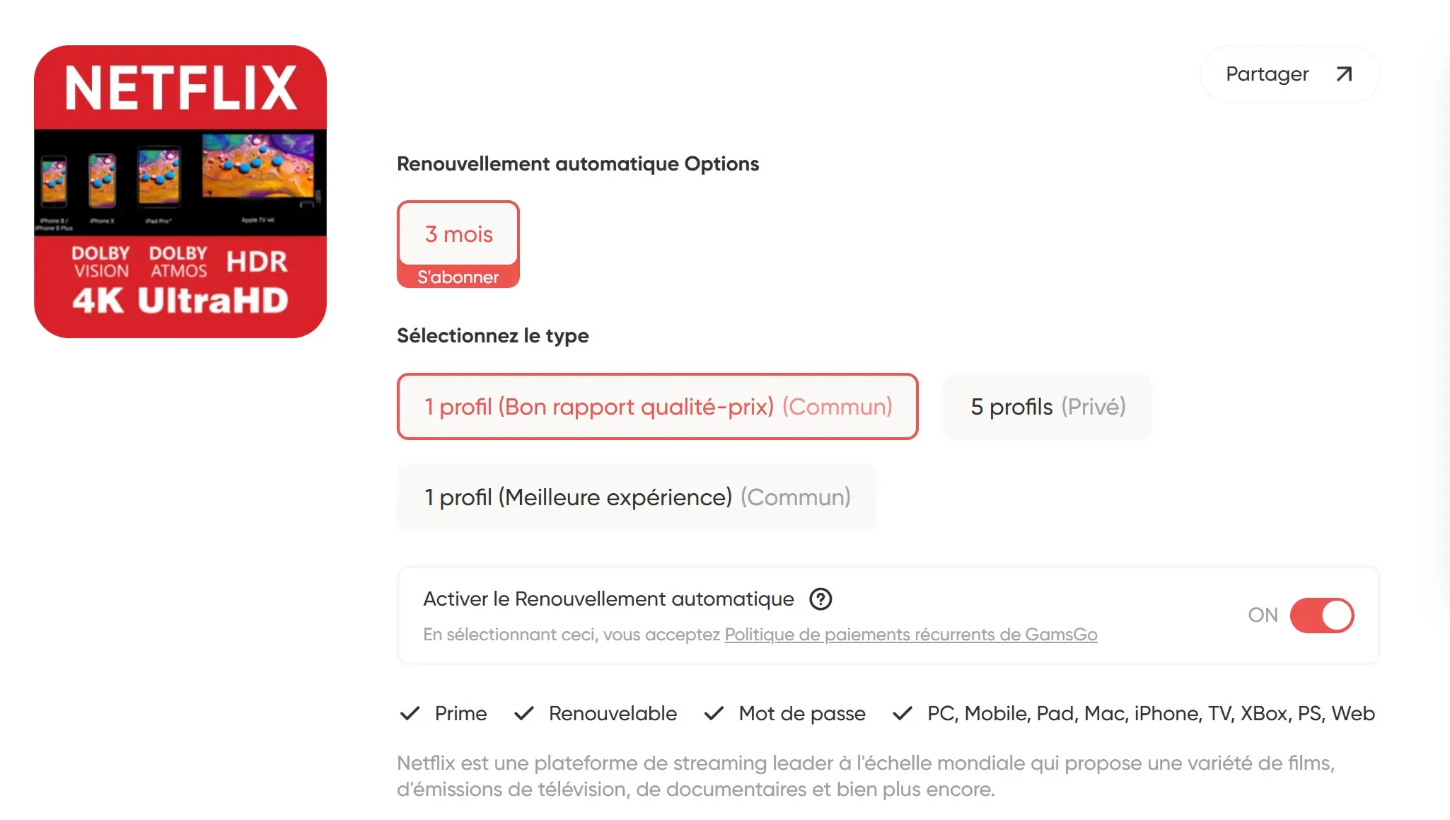 Netflix Premium pas cher