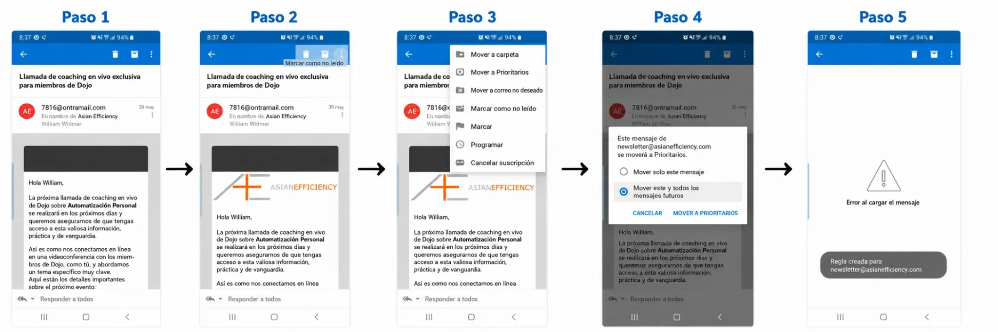 añadir correo a la lista blanca en Outlook