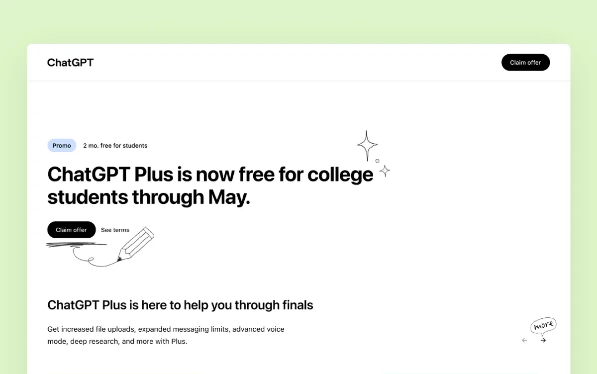 ChatGPT Plus is now free for college students through May.