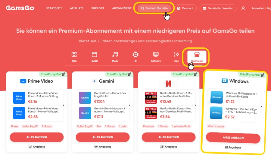 Win 11 Key bei GamsGo kaufen