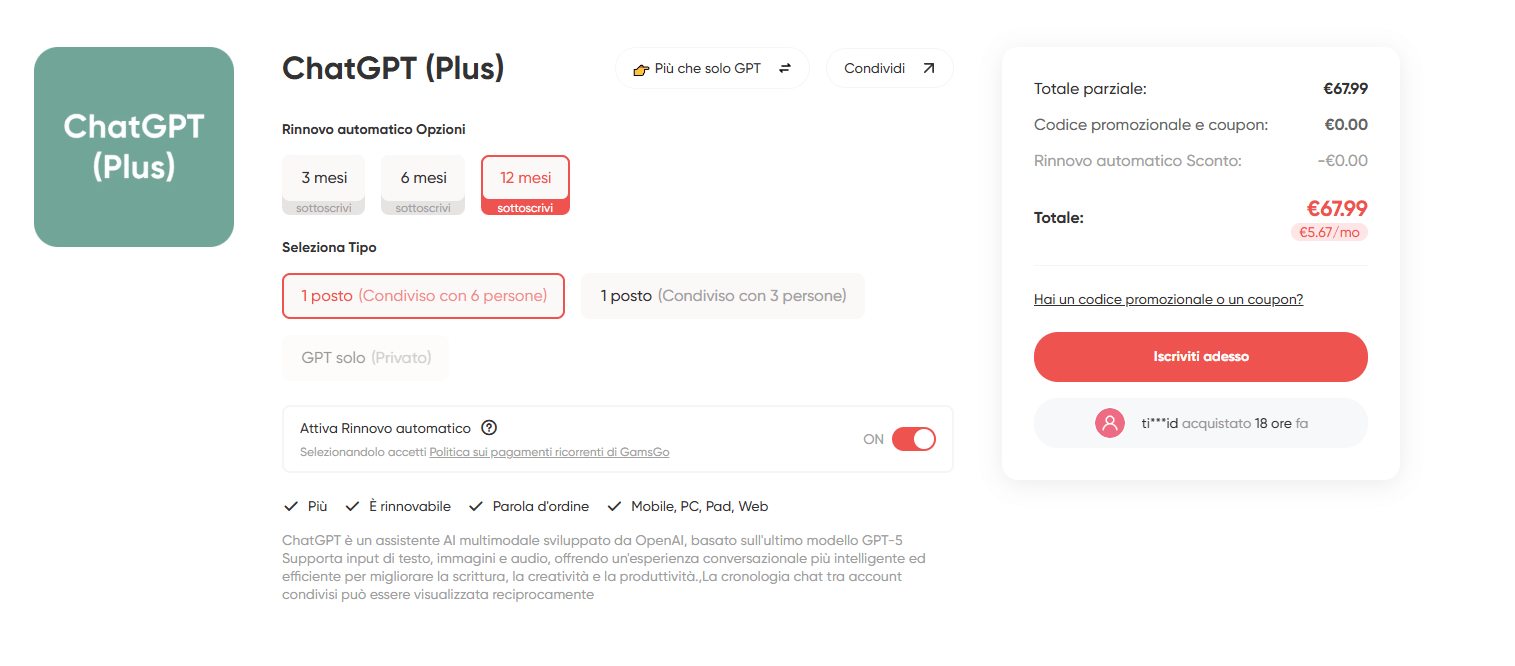 Ottieni ChatGPT Plus gratis con GamsGo ChatGPT Plus