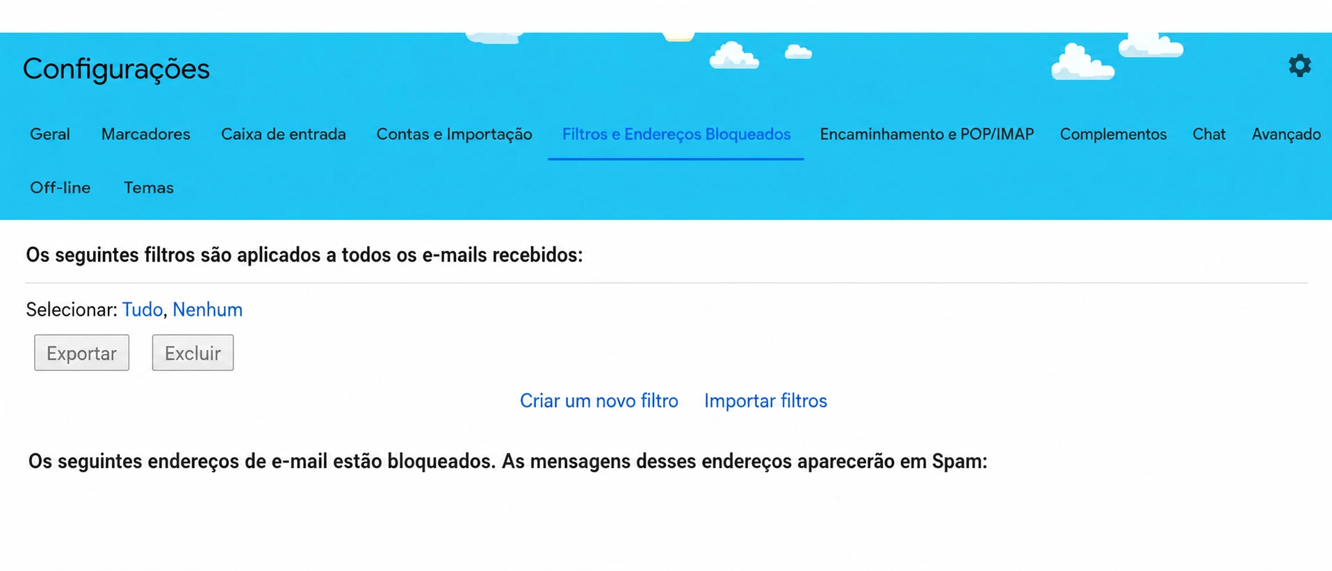 lista de permissões do Gmail