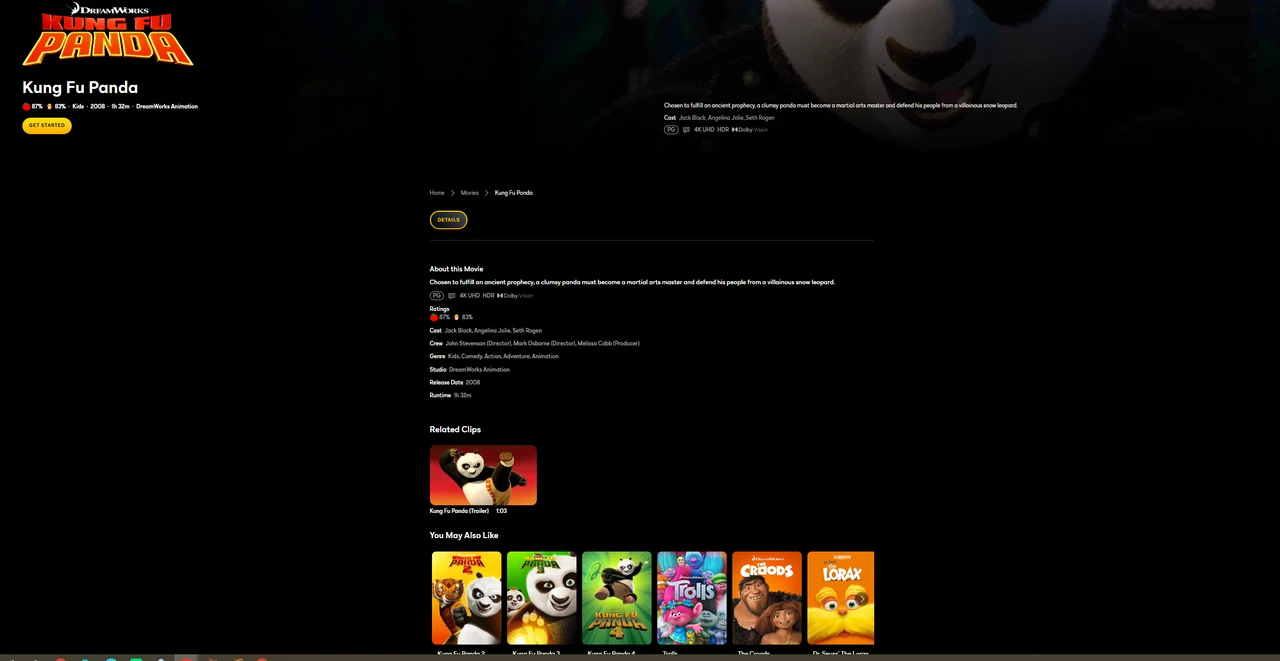 Peacock TV movie interface