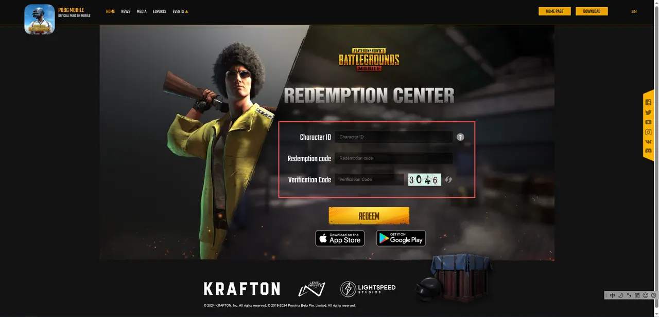 PUBG Mobile Official Redemption Center