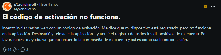El código de activación no funciona