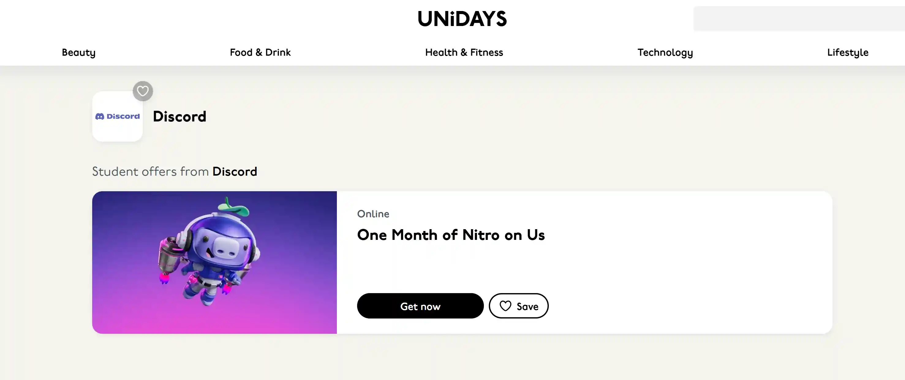 UNiDAYS one-month Discord Nitro student offer