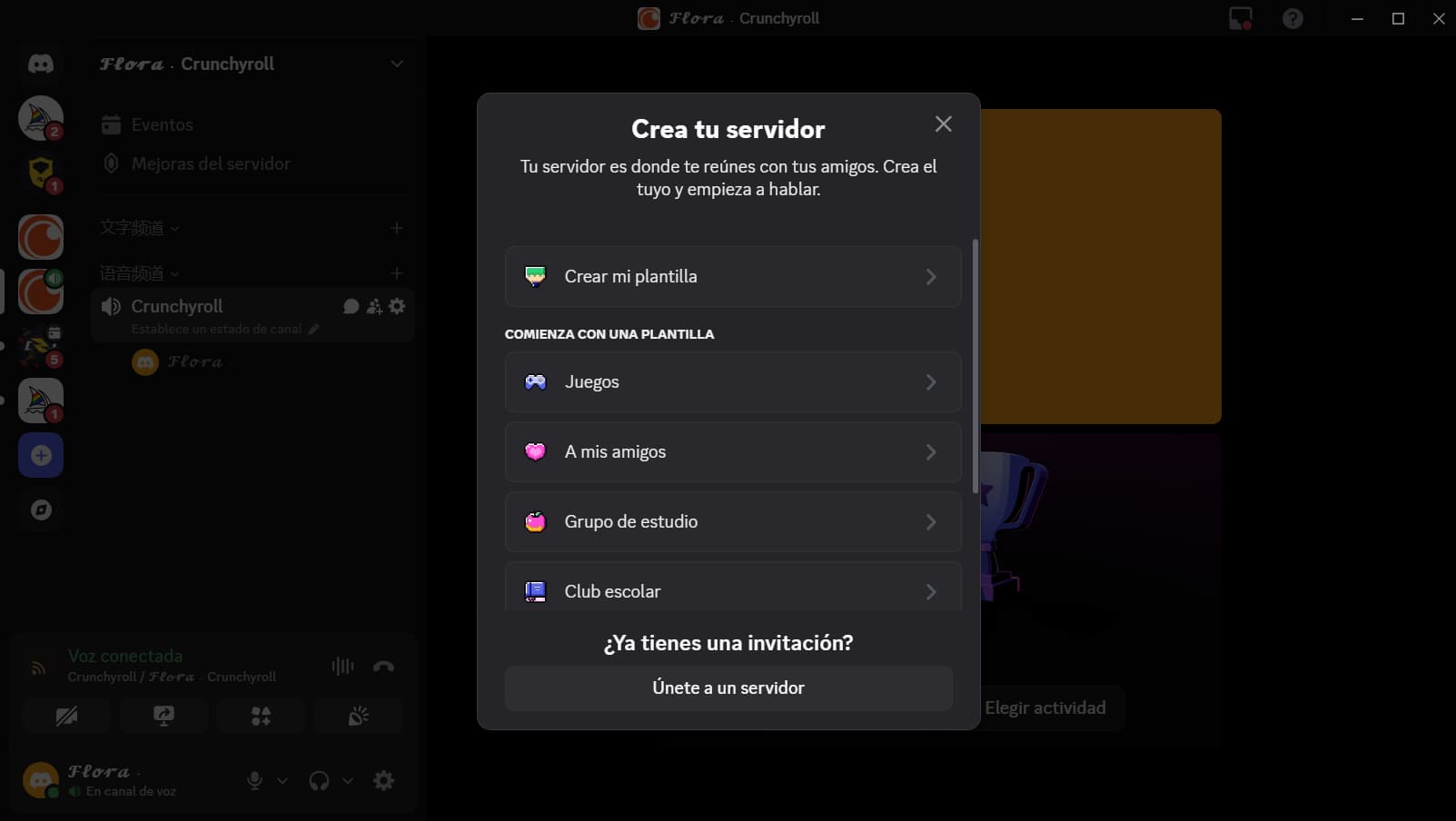 como compartir crunchyroll en discord
