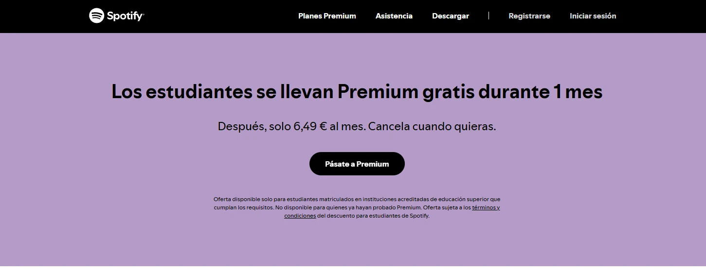 Descuento para estudiantes de Spotify