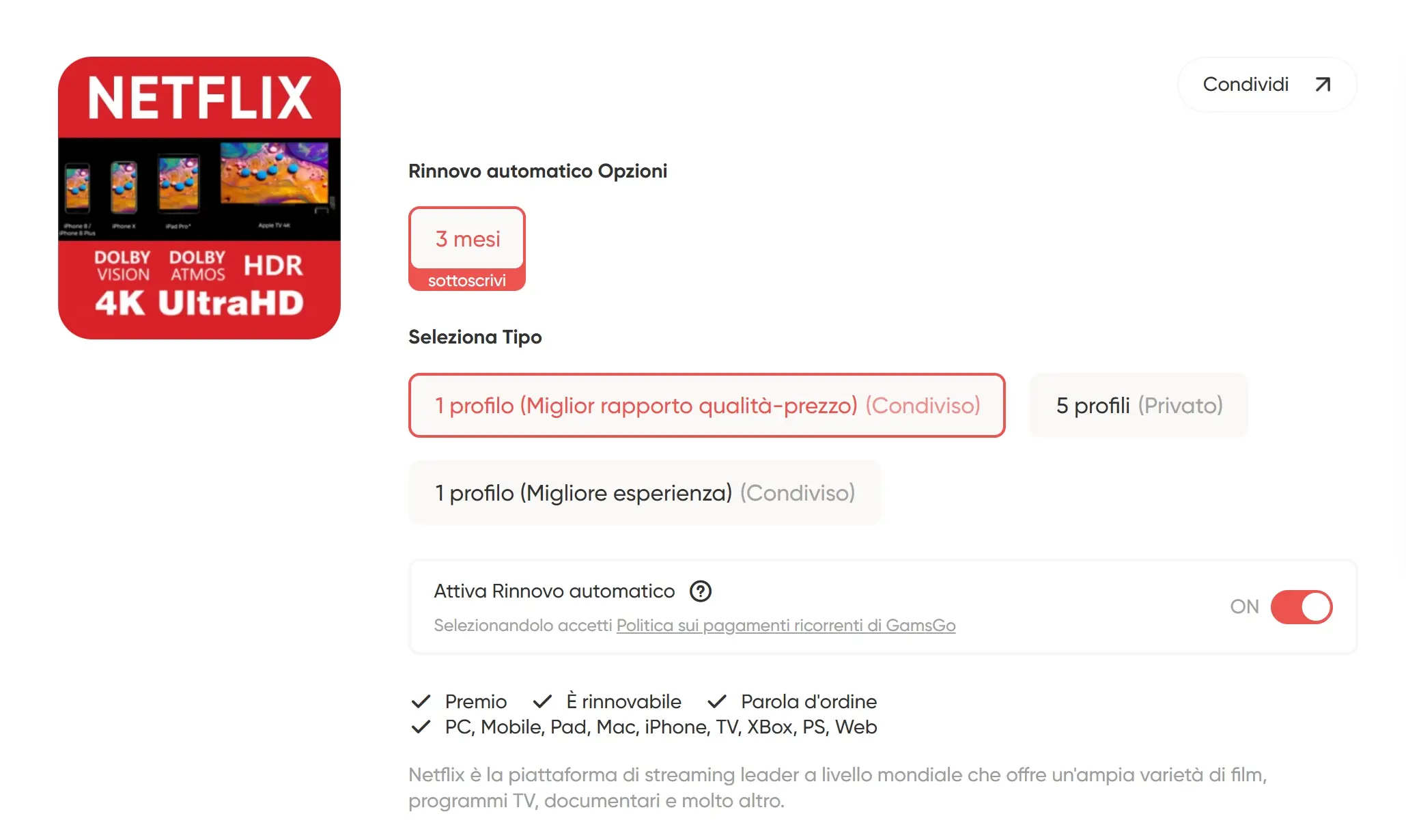 piano premium netflix
