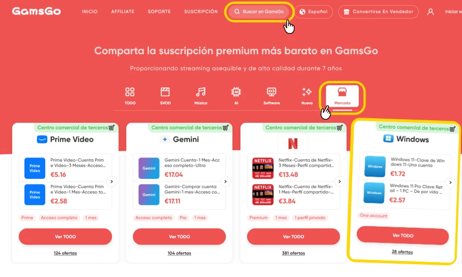 Cómo obtener una clave Win 11 en GamsGo