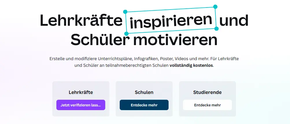 Canva Pro kostenlos für Lehrkräfte und Schüler