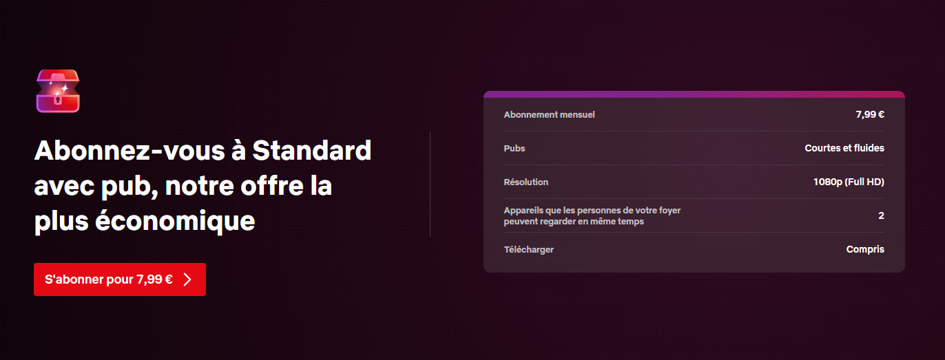 Formule Netflix avec publicités