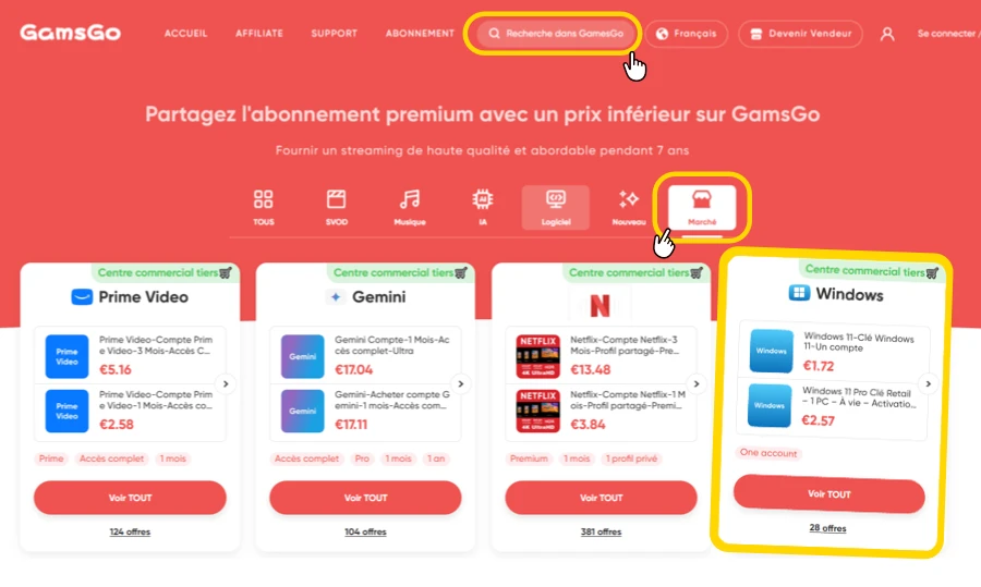 Obtenir clé Win 11 sur GamsGo