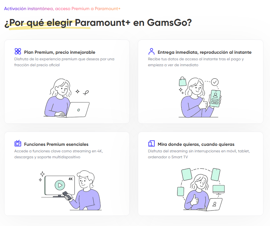 ¿Por qué elegir Paramount+ en GamsGo?