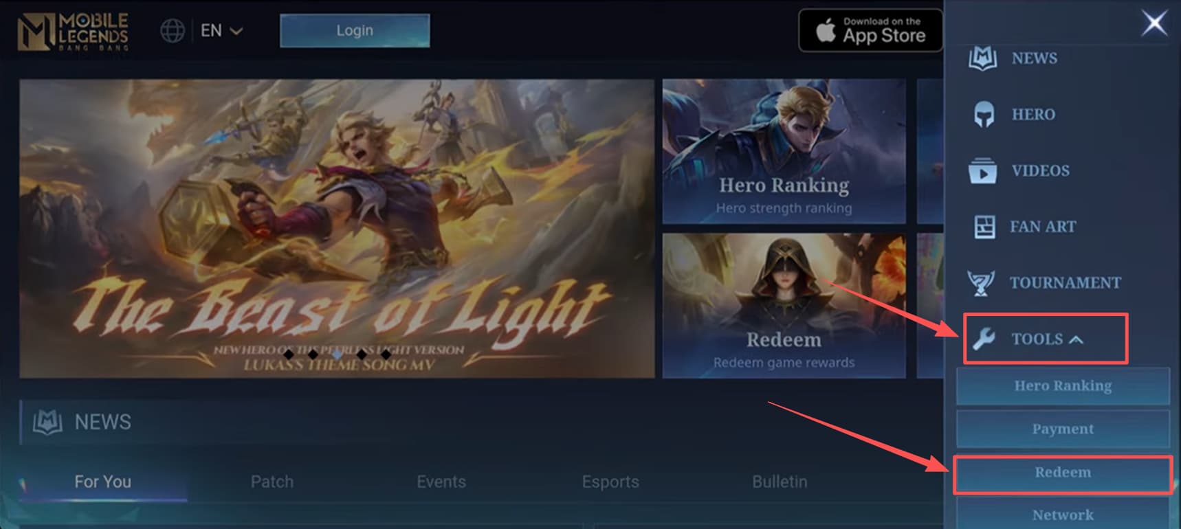 Redeem MLBB Codes step 4