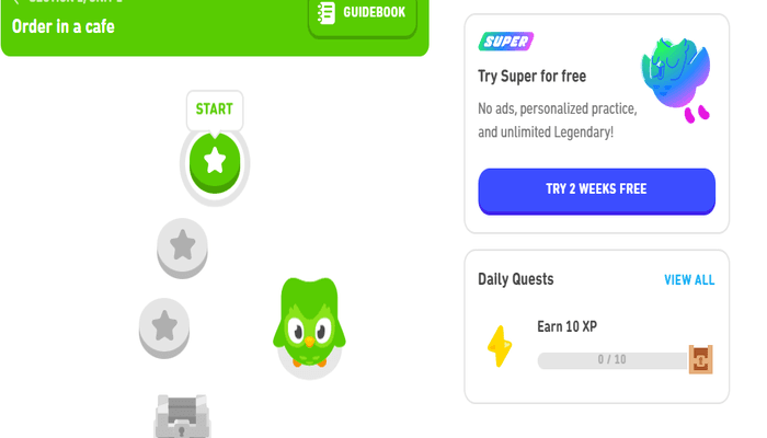 super duolingo free trial