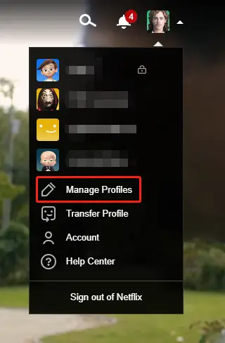 Manage Profiles to share Netflix account