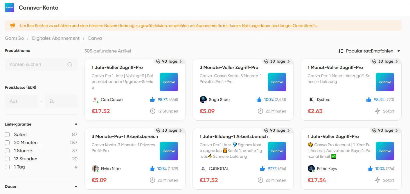 günstiges Canva Pro bei GamsGo