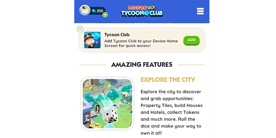 Monopoly GO Tycoon Club Shortcut