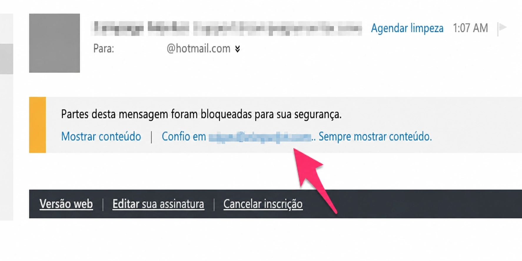 colocar um e-mail na lista de permissões no Outlook