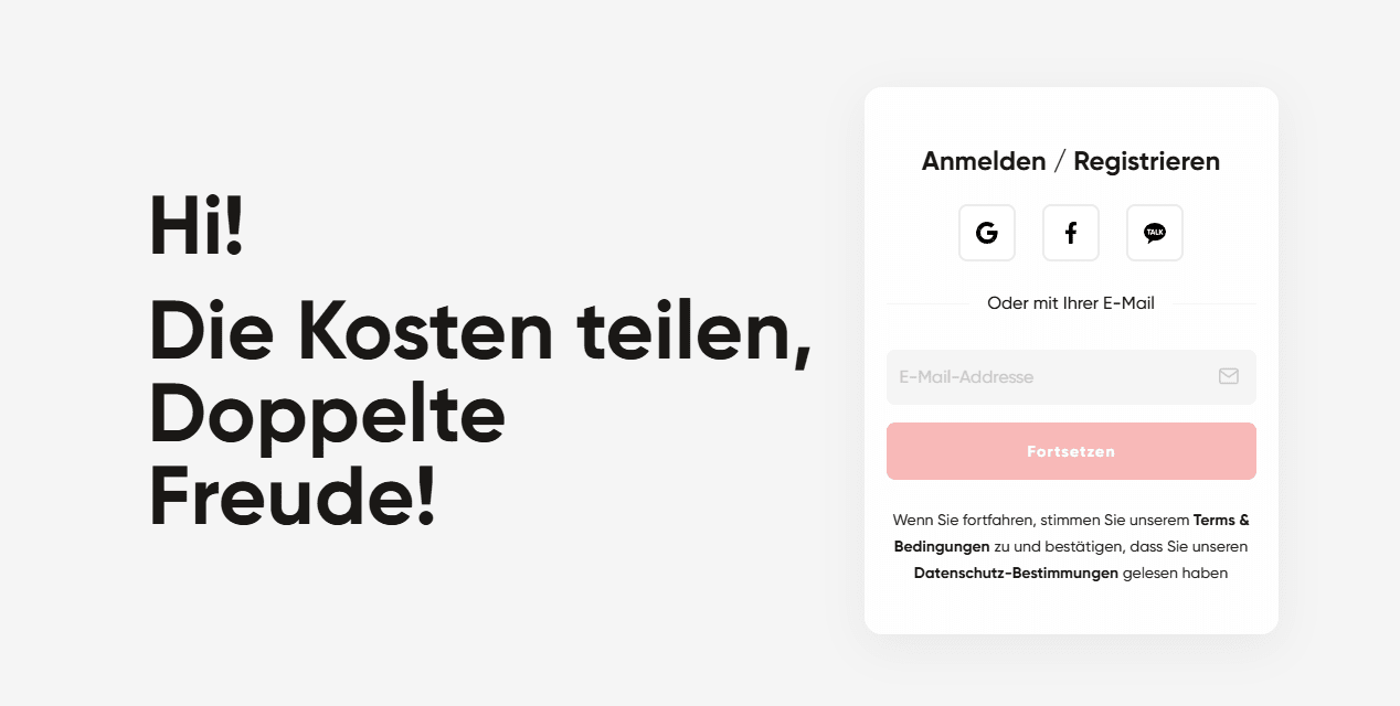 GamsGo-Website: Login- und Registrierungsseite