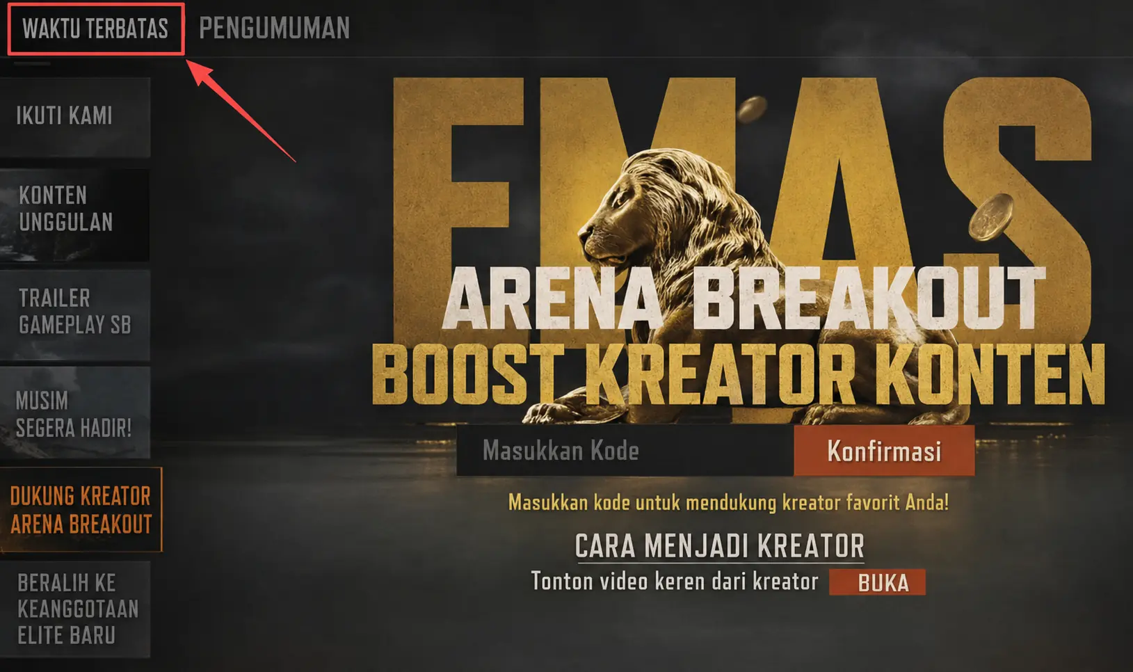 langkah 2 menukarkan kode arena breakout