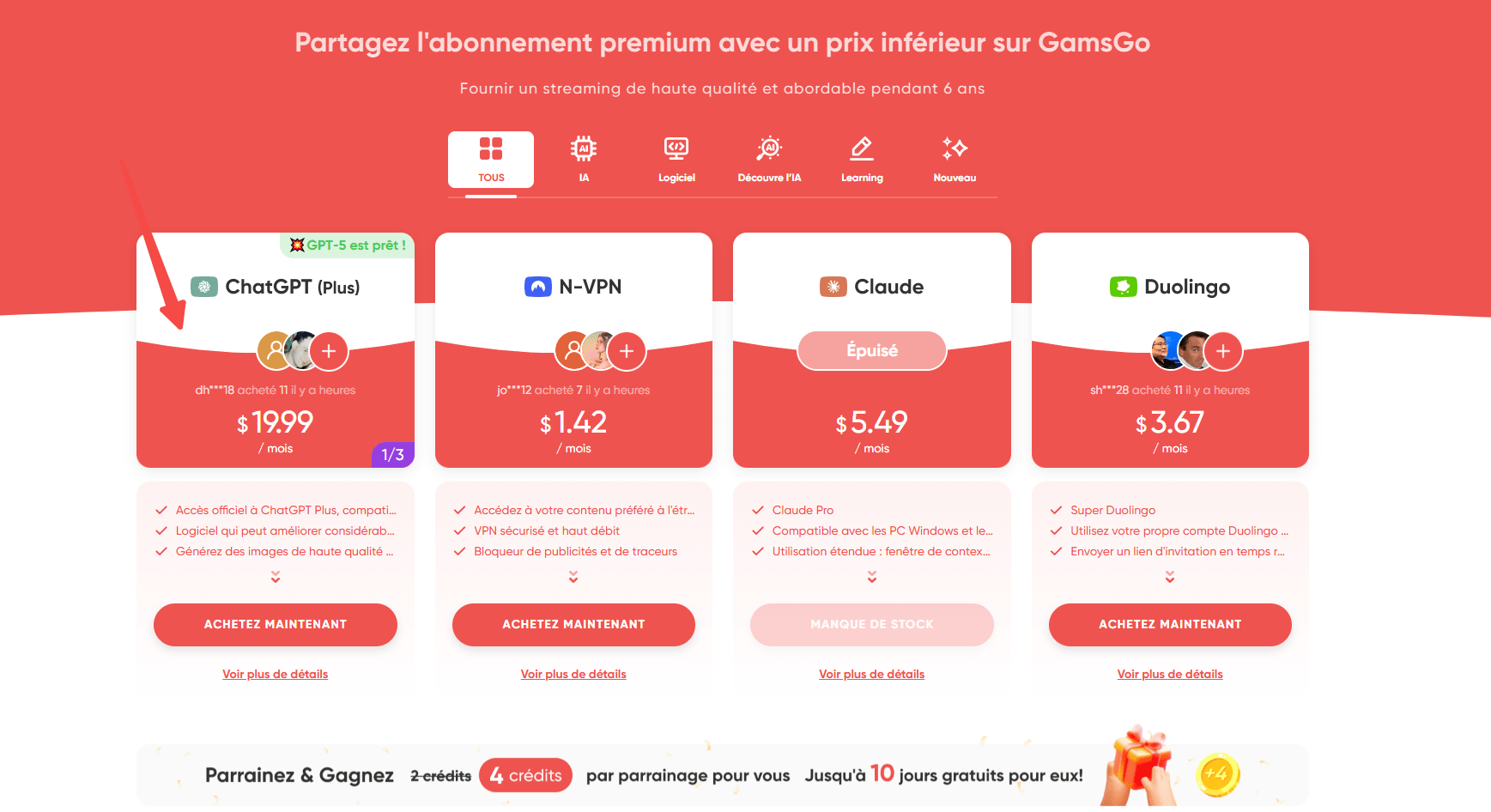 Obtenez ChatGPT Plus gratuitement avec GamsGo ChatGPT Plus