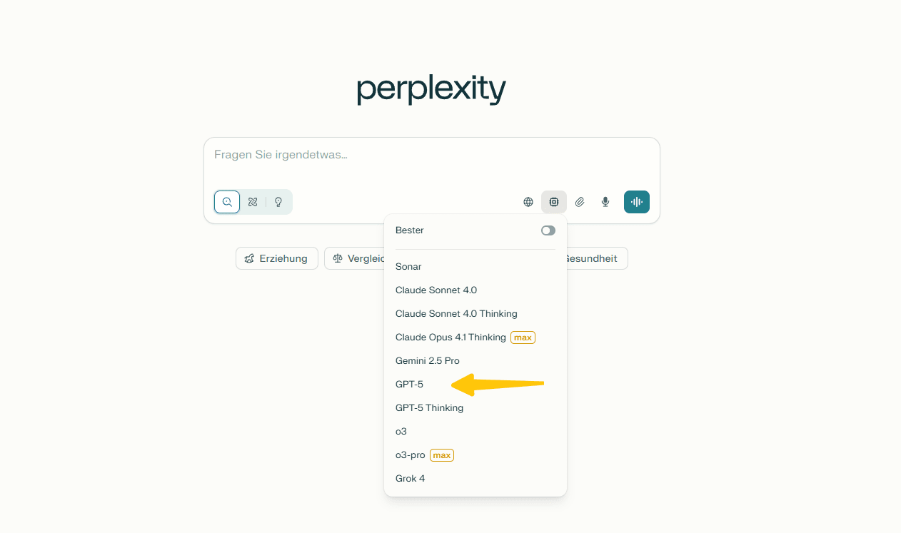 Use ChatGPT-5 free with Perplexity AI