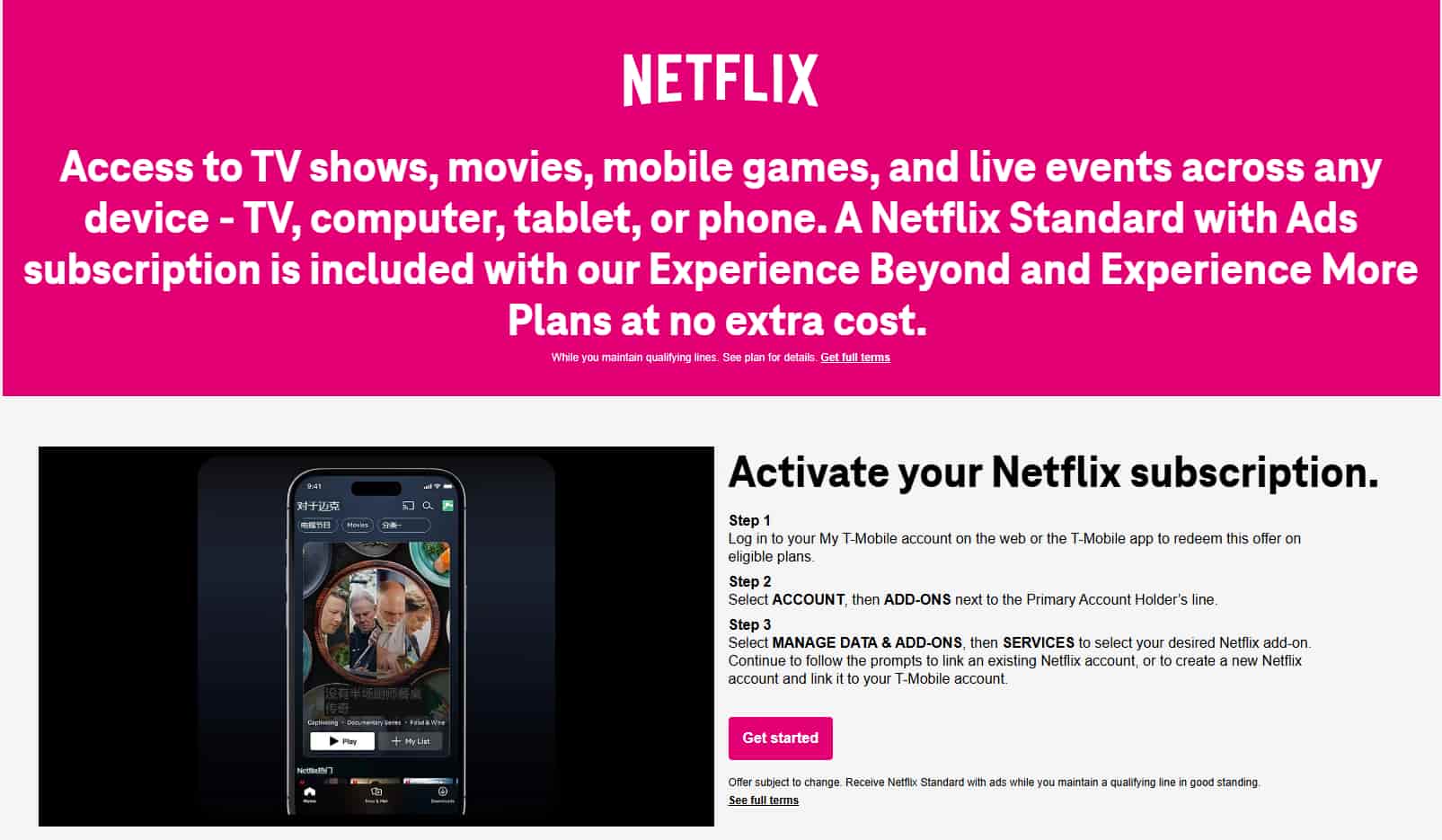 T-Mobile: Free Netflix with Your Plan
