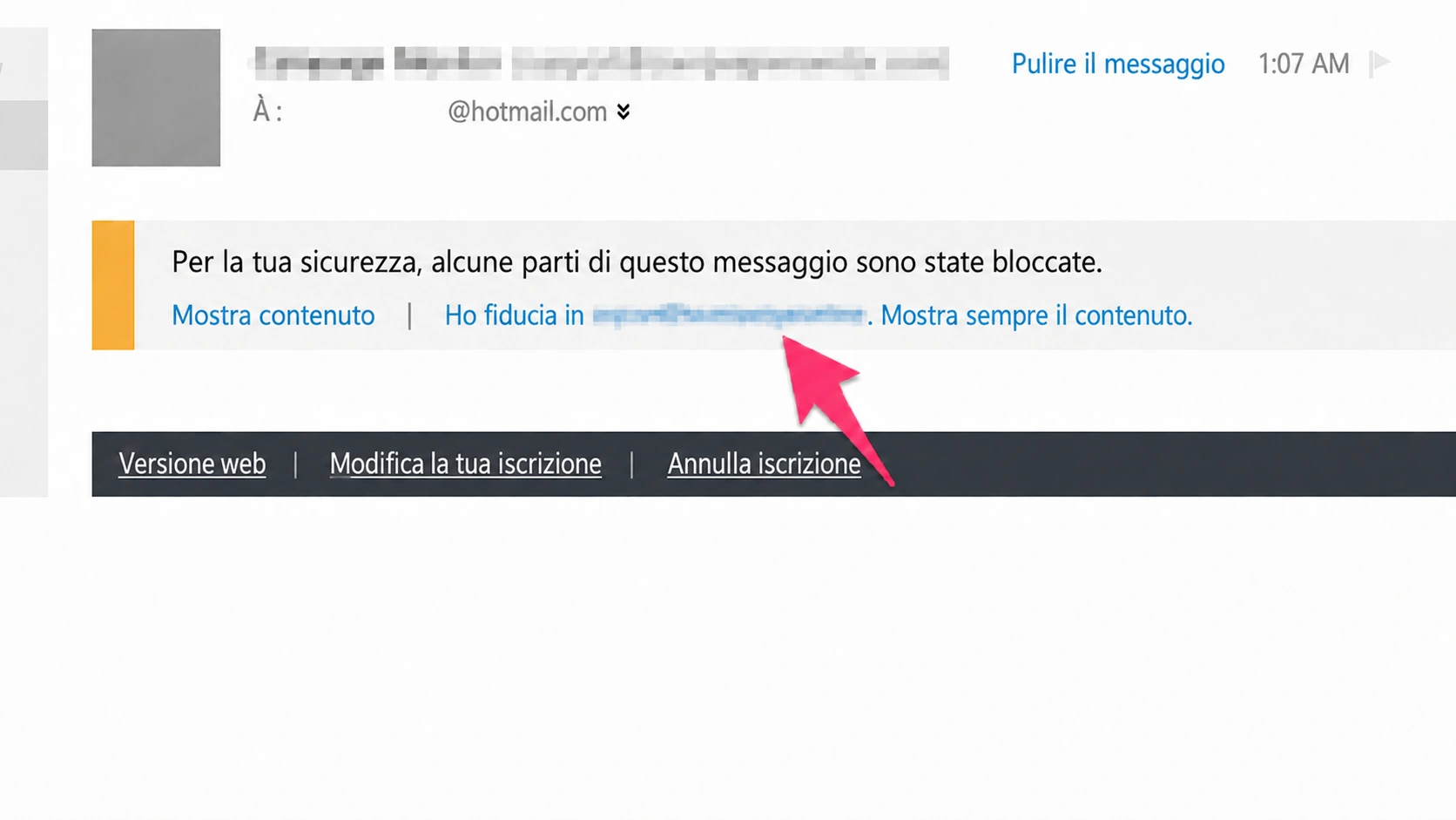inserire un’e-mail nella whitelist in Outlook
