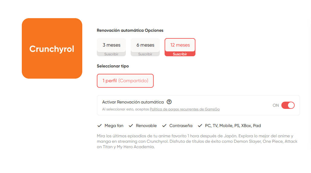 crunchyroll precio