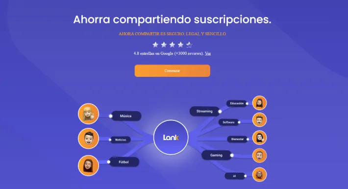 Lank plataforma para compartir suscripciones en Latinoamérica