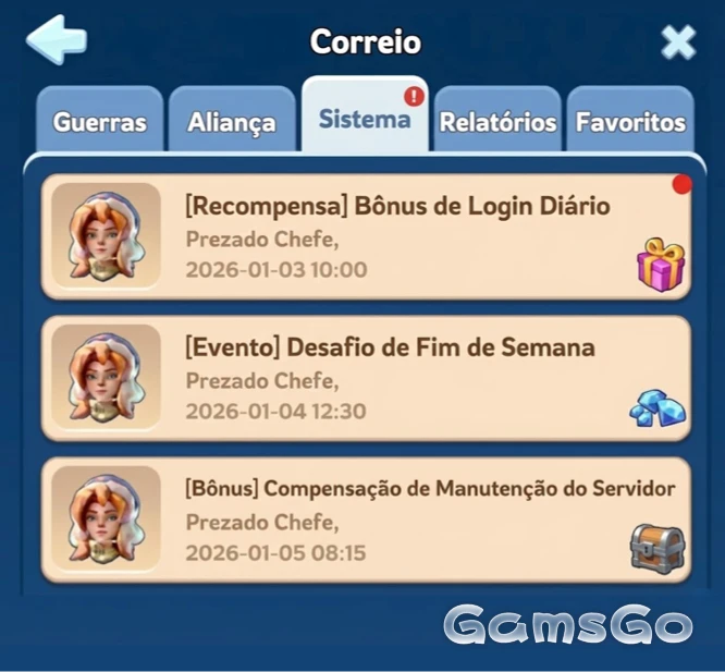 Passo 3 Receber recompensas no Correio