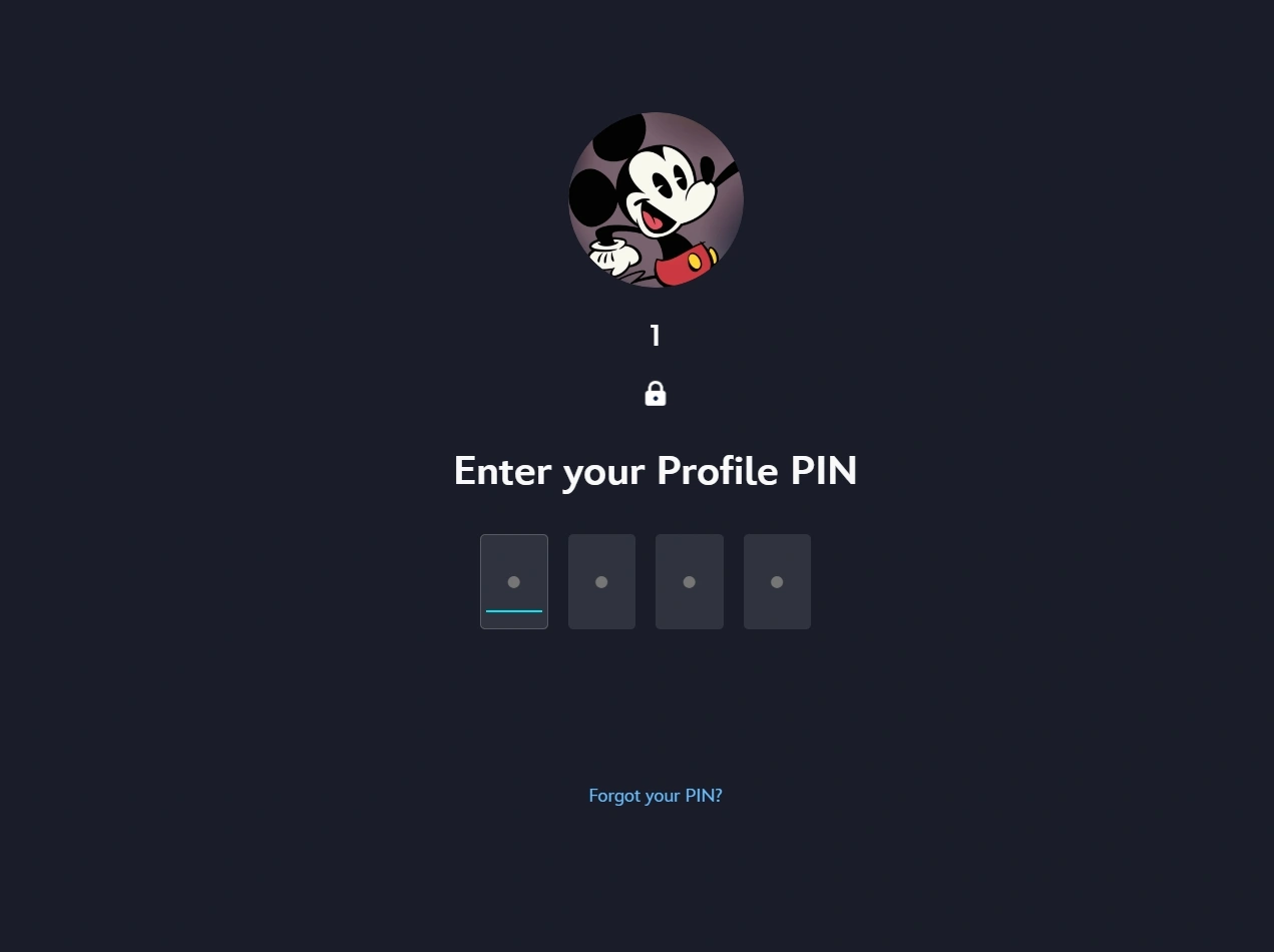 Opzione Hai dimenticato il PIN su Disney+