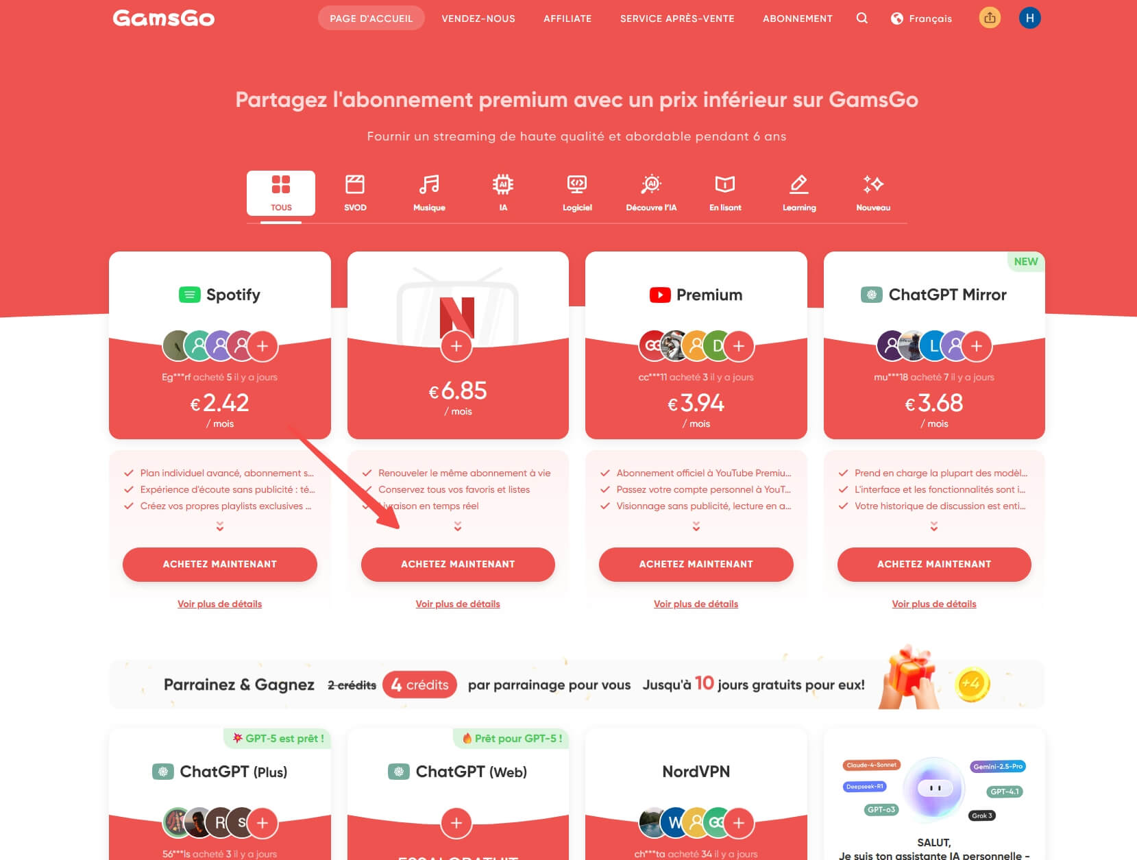 partage abonnement netflix