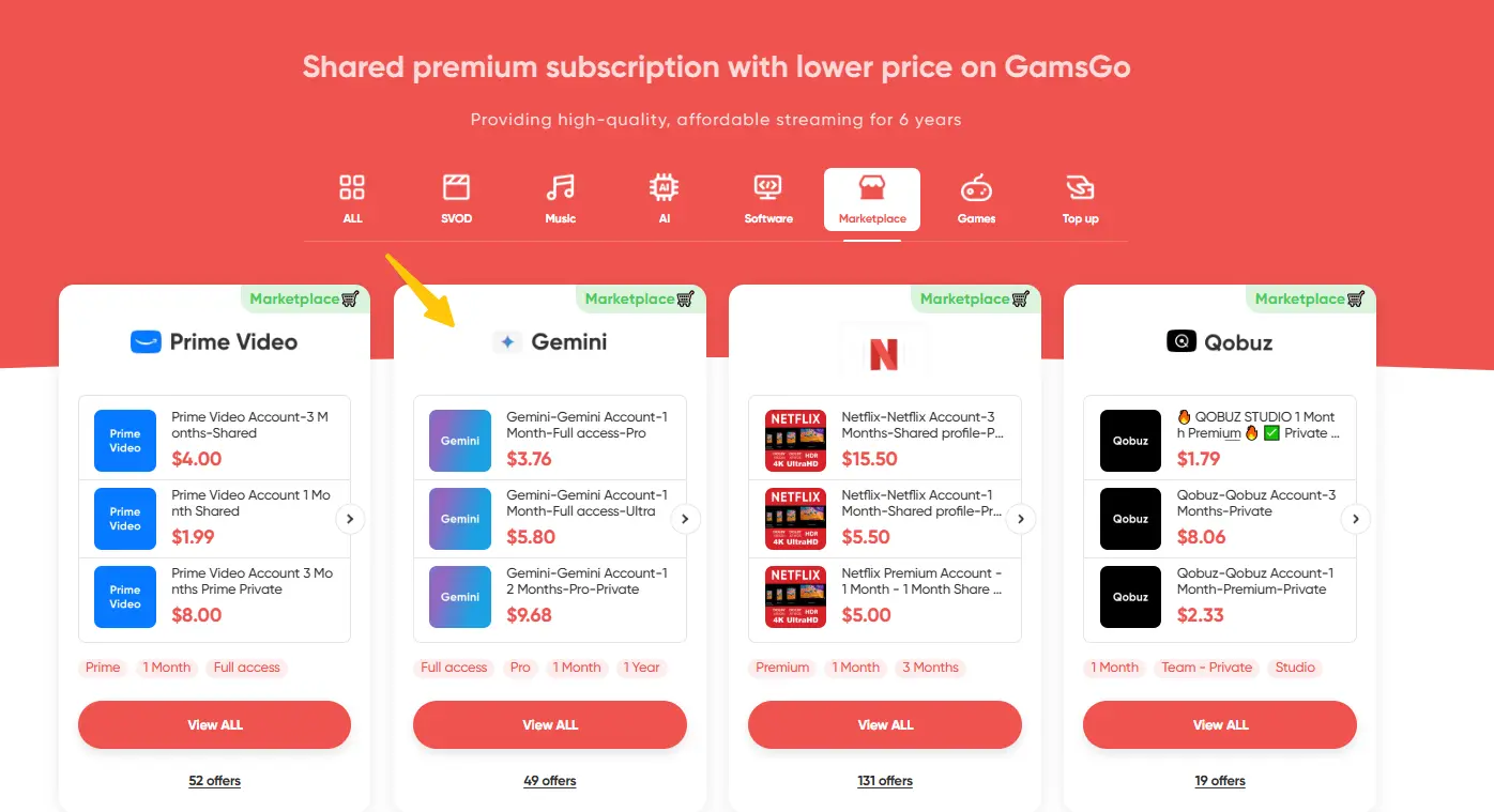 How to Buy Gemini Pro Accounts on GamsGo