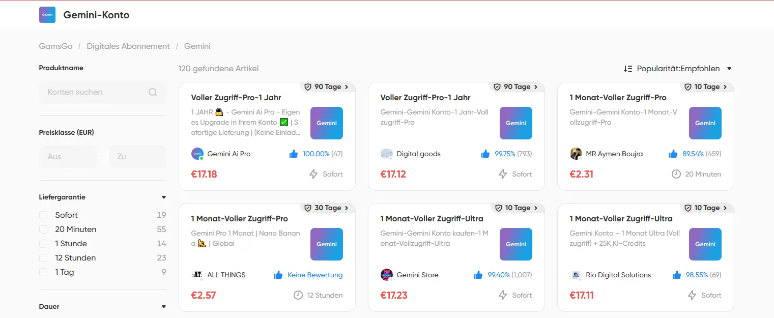 Abo-Optionen mit Google AI Pro, Plus und Ultra Tarifen