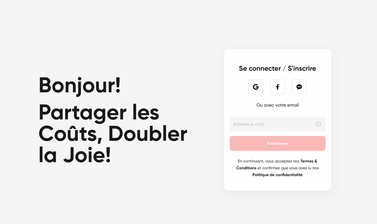 Page de connexion et d’inscription du site GamsGo