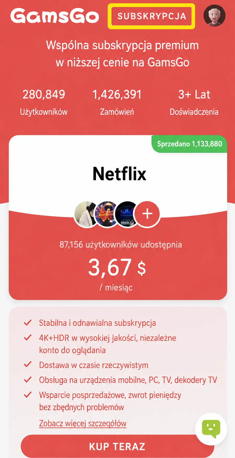 odnowienie Netflix