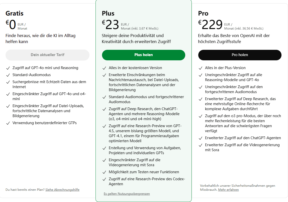 was kostet chatgpt plus 2025