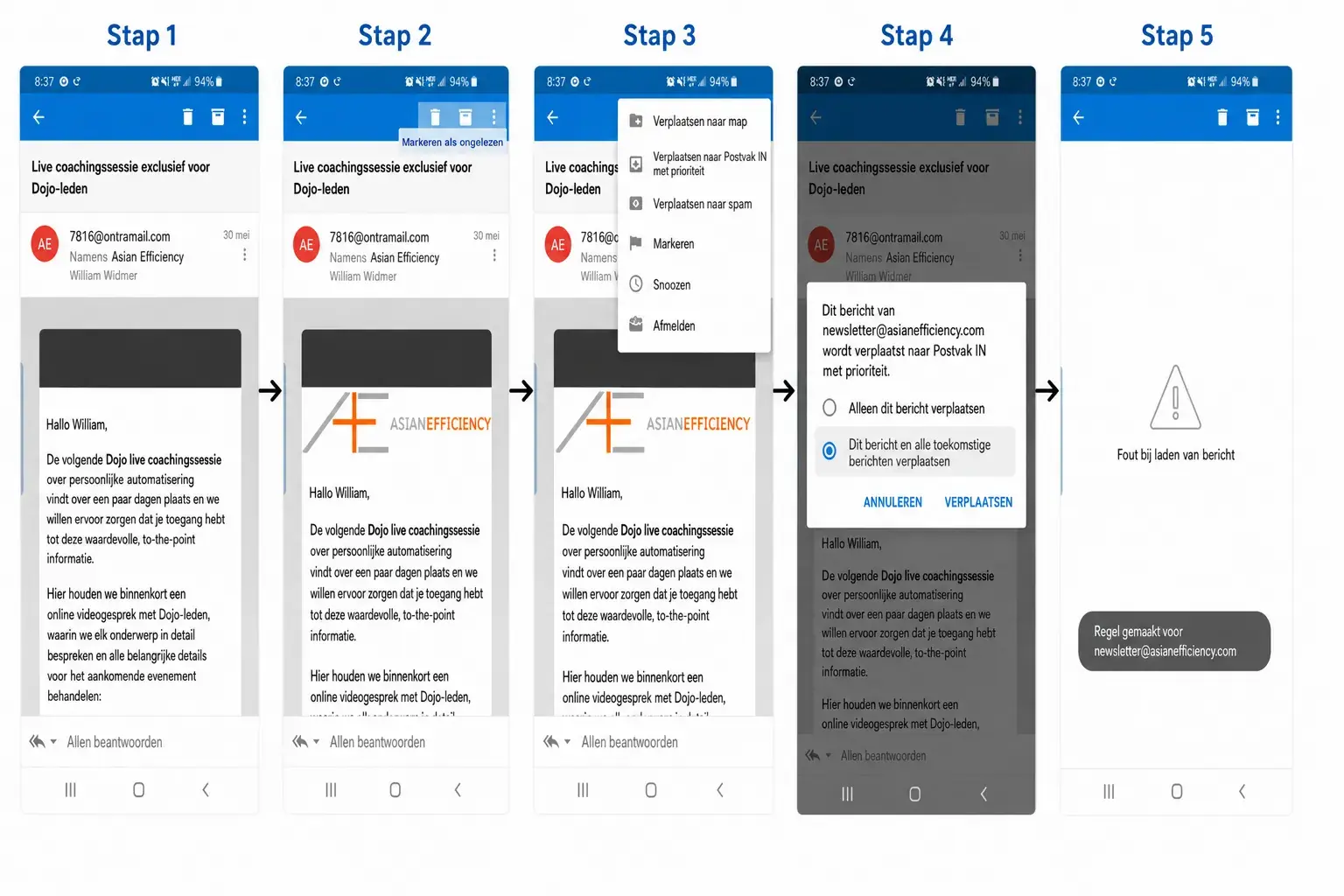 e-mail in Outlook op de whitelist zetten