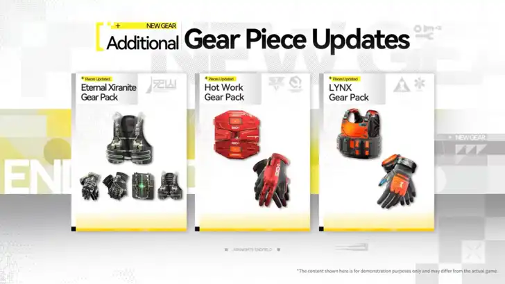 Additional gear pieces for Eternal Xiranite Hot Work and LYNX sets