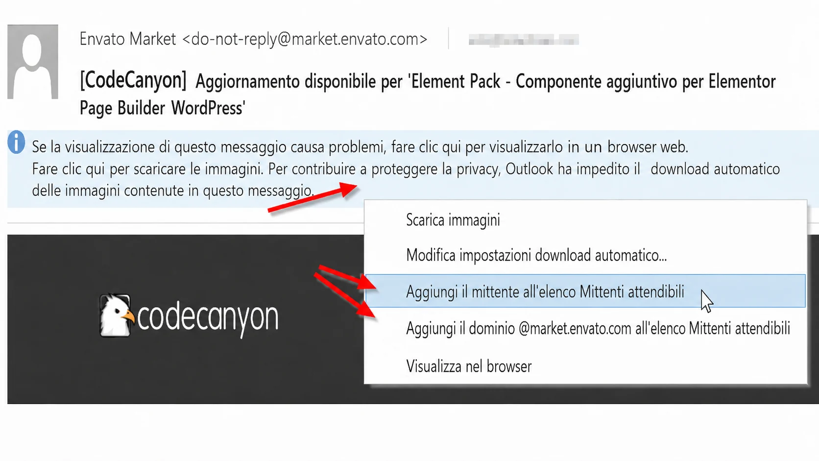 inserire un’e-mail nella whitelist in Outlook 20XX