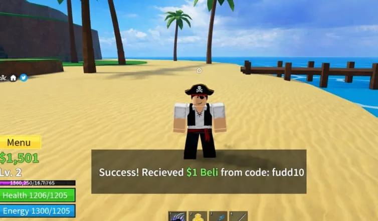 Récompense en Beli obtenue grâce aux codes Blox Fruits