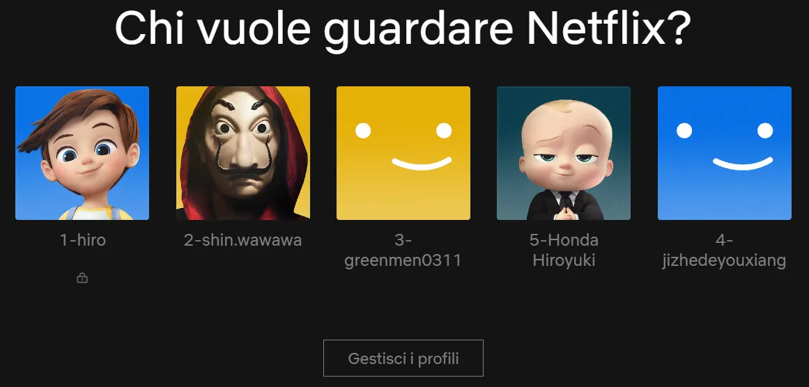 gestisci profili Netflix