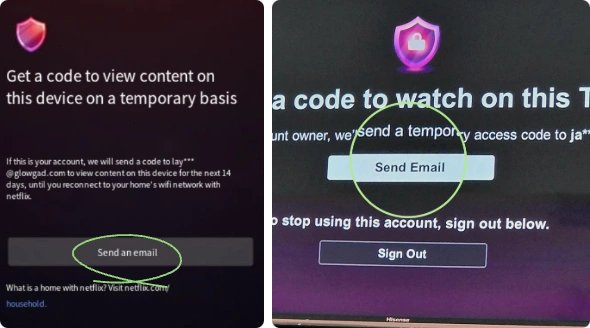 Pulsante Invia email su Netflix